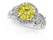 Round Vintage Halo Engagement Ring Setting for a Fancy Yellow Lab-Grown Diamond | Platinum
