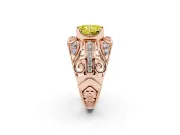 Radiant Cut Art Deco Engagement Ring Setting for a Fancy Yellow Lab-Grown Diamond | Rose Gold