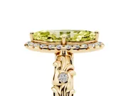 Marquise Leaf Halo Engagement Ring Setting for a Fancy Yellow Lab-Grown Diamond | Yellow Gold