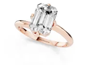 Emerald Cut Bypass Solitaire Engagement Ring Setting | Plain Polished Band | Rose Gold