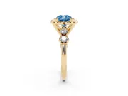 Cushion Cut Floral Engagement Ring Setting for a Fancy Blue Lab-Grown Diamond | Petal Frame | Yellow Gold