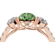 Pear-Shaped Engagement Ring Setting for a Fancy Green Lab-Grown Diamond | Three Stone | Rose Gold