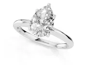 Pear Cut Diamond Solitaire Engagement Ring Set in Silver with Prong Setting and Polished Band