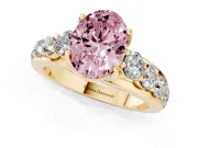 Oval Graduated Engagement Ring Setting for a Fancy Pink Lab-Grown Diamond | Yellow Gold