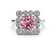 Cushion Cut Halo Engagement Ring Setting for a Fancy Pink Lab-Grown Diamond | Sterling Silver - Design NV-24775