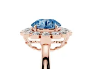 Round Scalloped Cluster Halo Engagement Ring Setting for a Fancy Blue Lab-Grown Diamond | Plain Band | Rose Gold