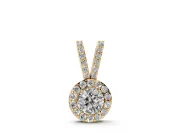 Round Lab-Grown Diamond Halo Pendant Necklace | Pavé Split Bail | Yellow Gold