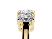 Radiant Cut Three Stone Engagement Ring Setting | Large Side Stones | Yellow Gold