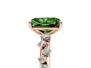 Radiant Cut Graduated Solitaire Engagement Ring Setting for a Fancy Green Lab-Grown Diamond | Rose Gold
