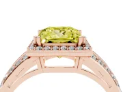 Princess Cut Halo Engagement Ring Setting for a Fancy Yellow Lab-Grown Diamond | Two-Row Pave Split Shank | Rose Gold