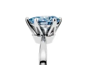 Fancy Blue Pear Cut Diamond Solitaire Engagement Ring Set in White gold with Slim Tapered Solitaire Band