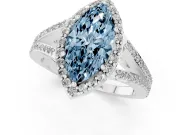Marquise Split Shank Halo Engagement Ring Setting for a Fancy Blue Lab-Grown Diamond | White Gold