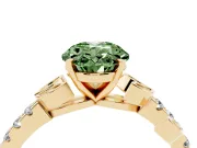 Oval Leaf Pavé Engagement Ring Setting for a Fancy Green Lab-Grown Diamond | Yellow Gold