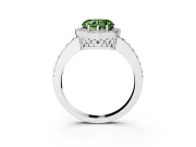 Fancy Green Heart Cut Diamond Halo Ring Set in Silver with Pavé-Setting Band and Open Prong Center