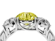Round Vintage Three Stone Engagement Ring Setting for a Fancy Yellow Lab-Grown Diamond | Sterling Silver