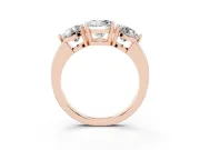 Round Three Stone Engagement Ring Setting | Large Round Side Stones | Rose Gold