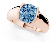 Round Half Bezel Engagement Ring Setting for a Fancy Blue Lab-Grown Diamond | Wide Band | Rose Gold
