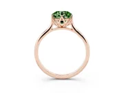 Fancy Green Round Cut Diamond Solitaire Cathedral Ring Set in Rose gold with Prong Setting