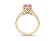 Princess Cut Hidden Halo Pave Engagement Ring Setting for a Fancy Pink Lab-Grown Diamond | Claw Prongs | Yellow Gold