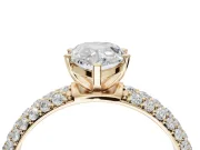 Pear-Shaped Pavé Solitaire Engagement Ring Setting | Domed Pavé Band | Yellow Gold