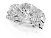 Oval Three Stone Split Shank Engagement Ring Setting | Matching Sides | Platinum