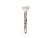 Heart Cut Diamond Pavé Solitaire Ring Set in Rose gold with Round Band and Prong Setting