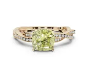 Cushion Cut Twisted Pavé Solitaire Engagement Ring Setting for a Fancy Yellow Lab-Grown Diamond | Yellow Gold
