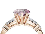 Heart-Shaped Tapered Baguette Engagement Ring Setting for a Fancy Pink Lab-Grown Diamond | Rose Gold