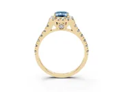 Emerald Cut Accented Halo Engagement Ring Setting for a Fancy Blue Lab-Grown Diamond | Yellow Gold