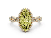 Marquise Milgrain Halo Engagement Ring Setting for a Fancy Yellow Lab-Grown Diamond | Graduated Shoulders | Yellow Gold