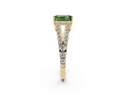 Emerald Cut Graduated Split Shank Engagement Ring Setting for a Fancy Green Lab-Grown Diamond | Yellow Gold