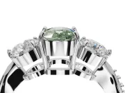 Cushion Cut Engagement Ring Setting for a Fancy Green Lab-Grown Diamond | Sterling Silver - Design NV-24901