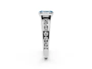 Emerald Cut Half Bezel Engagement Ring Setting for a Fancy Blue Lab-Grown Diamond | Sterling Silver