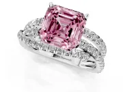 Asscher Cut Twisted Pavé Engagement Ring Setting for a Fancy Pink Lab-Grown Diamond | Sterling Silver