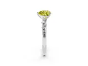 Fancy Yellow Heart Cut Diamond Cluster Solitaire Ring Set in White gold with Prong Setting