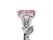 Emerald Cut Leaf Solitaire Engagement Ring Setting for a Fancy Pink Lab-Grown Diamond | Platinum