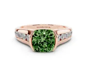 Cushion Cut Half Bezel Engagement Ring Setting for a Fancy Green Lab-Grown Diamond | Rose Gold