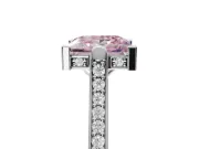 Princess Cut Vintage Cathedral Engagement Ring Setting for a Fancy Pink Lab-Grown Diamond | Carved Band | White Gold