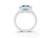 Asscher Cut Milgrain Halo Engagement Ring Setting for a Fancy Blue Lab-Grown Diamond | Platinum