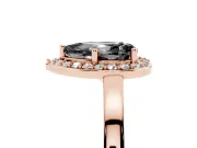 Pear-Shaped Thin Halo Engagement Ring Setting for a Black Center | Slim Plain Band | Rose Gold