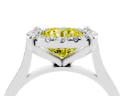 Round Halo Engagement Ring Setting for a Fancy Yellow Lab-Grown Diamond | Claw Corners | White Gold