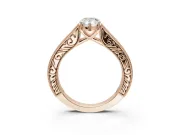 Pear-Shaped Vintage Engraved Pavé Engagement Ring Setting | Milgrain Edges | Rose Gold