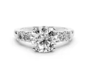 Round Five Stone Engagement Ring Setting | Prong-Set Side Stones | White Gold