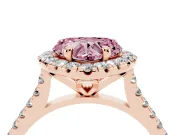 Heart-Shaped Halo Engagement Ring Setting for a Fancy Pink Lab-Grown Diamond | Tapered Band | Rose Gold