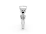 Radiant Cut Bar-Set Accent Engagement Ring Setting | Grooved Band | Sterling Silver