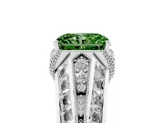 Fancy Green Radiant Cut Diamond Vintage-Inspired Milgrain Ring Set in Silver with Accent Split Shank
