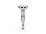 Cushion Cut Halo Side Cluster Engagement Ring Setting | Graduated Channel Band | Sterling Silver