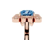 Cushion Cut Milgrain Cluster Halo Engagement Ring Setting for a Fancy Blue Lab-Grown Diamond | Plain Band | Rose Gold