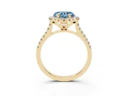 Heart-Shaped Halo Engagement Ring Setting for a Fancy Blue Lab-Grown Diamond | Tapered Band | Yellow Gold