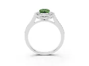 Emerald Cut Halo Engagement Ring Setting for a Fancy Green Lab-Grown Diamond | Petal Tips | Platinum
